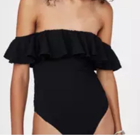 Zara Tops - Zara womans black Ruffle Strap bodysuit size large